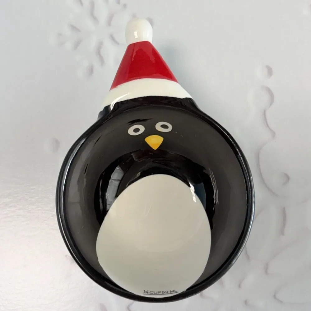 Avon Christmas Ceramic Nesting Measuring Cups Set Santa Reindeer Penguin Snowman